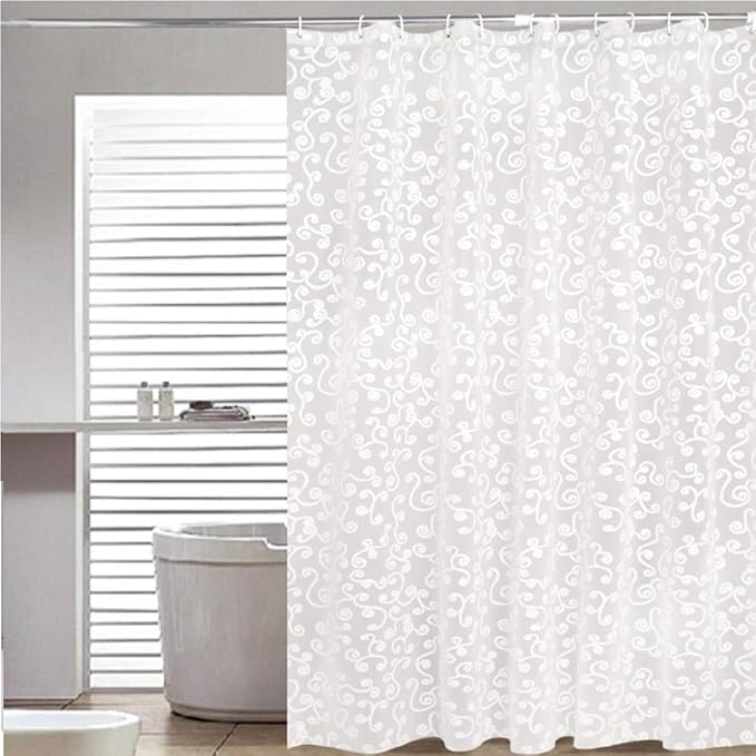 Duschvorhang Anti-Schimmel, Antibakteriell, PEVA Wasserdicht, Halb-transparent Klar Duschvorhänge mit 12 weiße Haken Bad Vorh