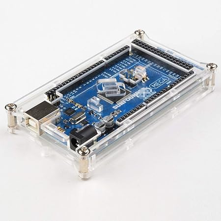 SUNFOUNDER Mega 2560 Case Enclosure Transparent Glossy Acrylic Computer Box Compatible with Arduino Mega 2560 Rev3 R3, Genuin