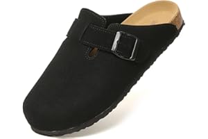 PLMOKN Boston Clogs for Women Men Suede Platform Clearance Mules Slip-On Garden Shoes Antislip Sole Slippers