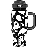 Coldest Tumbler with Handle & Coffee Lid - 100% Spill Proof Tumbler (3 Lids) - Stainless Steel Insulated Leakproof Tumblers for Women & Men - Cup Holder Friendly - 24 oz (Ghosts)