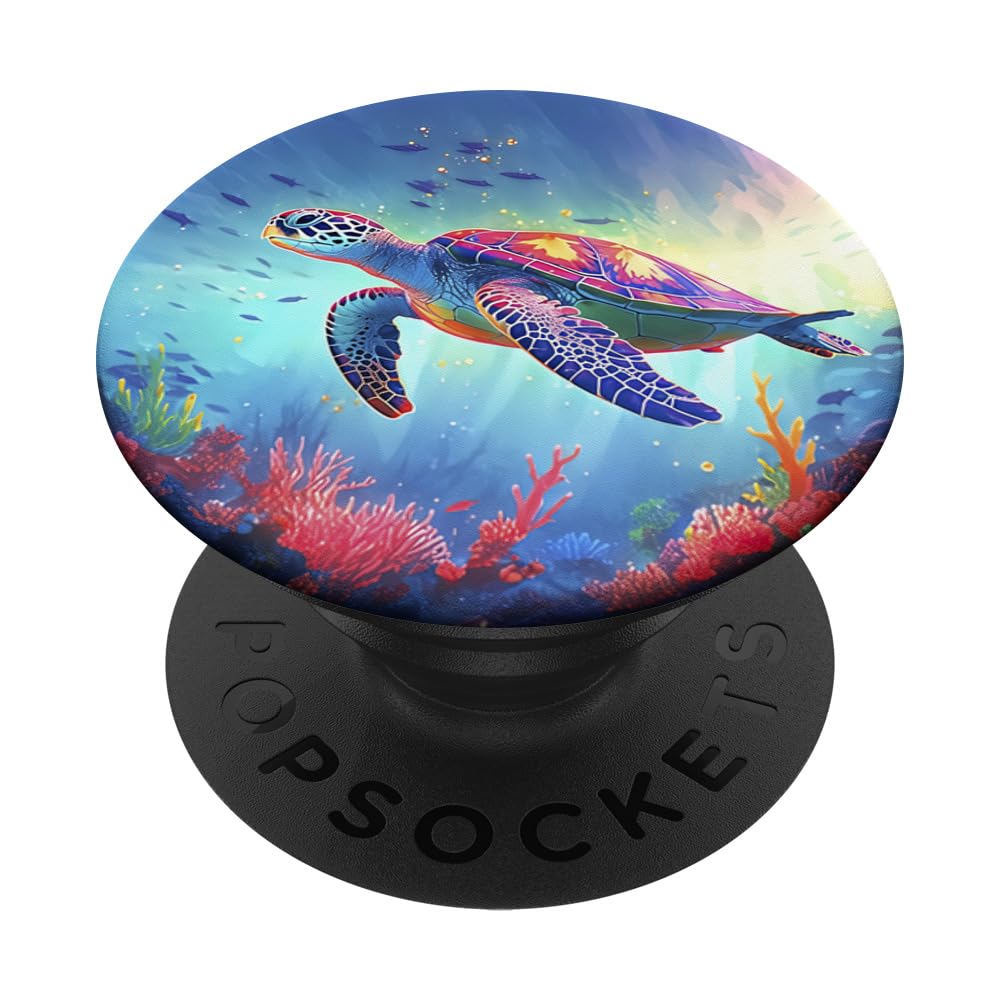 Sea Turtle Under The Sea Nature Ocean Animal Sea Turtle PopSockets Swappable PopGrip