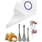 Puff Cream Filling Piping Tip 3 Pcs,Cupcake Filler Tool with 20 Disposable Pastry Bags for Filling Donuts,Cupcakes & Eclairs