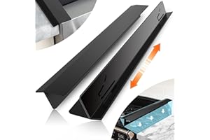 EVEANRO 2PCS Kitchen Stove Counter Gap Covers, Stainless Steel Stove Gap Guard, Cooktop Trim Kit, Stove Gap Guards, Oven Gap Filler, Heat Resistant & Effectively Protect Stove Gap Filler(13.8"-27.5" Black)