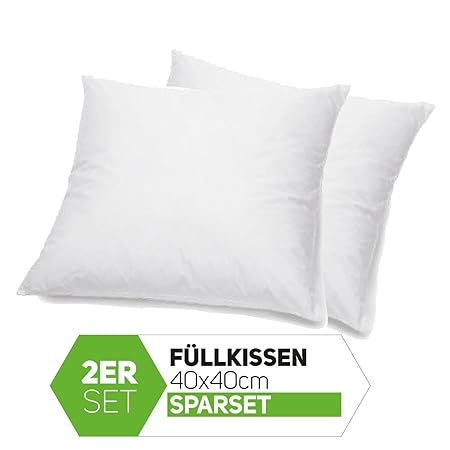 Casamide Füllkissen 2er Sparset 40x40 cm Kissen Inletts Kissenfüllung Polyester für Dekokissen Sofakissen Kopfkissen weiß Öko