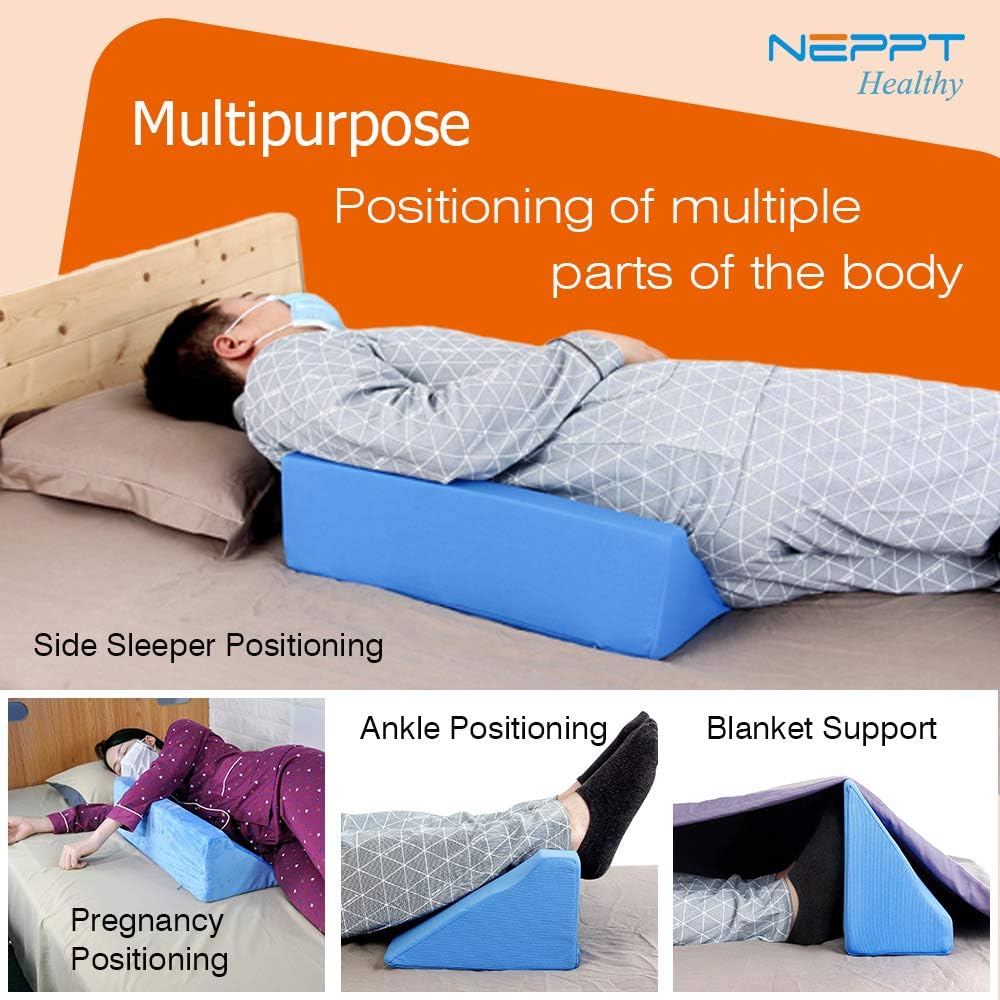 NEPPT Wedge Pillows for Sleeping Bed Gel Wedges Body Positioners 30 Degree Incline Wedge Pillow for Adults, Back Pain, Bed Sore Medical Foam Elevated Legs Bolster (Blue-Gel): Home & Kitchen
