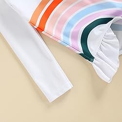 Little Girls Ruffled Rainbow Striped Bathing Suits
