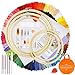 Caydo Embroidery Starter Kit Including 100 Skeins 50 Color Threads, 5 Pieces Bamboo Embroidery Hoops, 2 Pieces Aida Cloth, A Circular Packing Bag and Cross Stitch Tool Kit