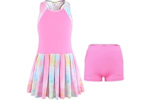 MODAFANS Girls Tennis Golf Pickleball Dress Sleeveless Athletic Pleated Outfits Sets with Shorts