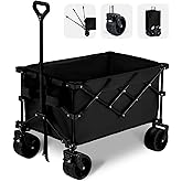 Collapsible Wagon with Wheels, 400LBS Wagons Carts Foldable, Beach Carts with Big Wheels for Sand, Heavy Duty Wagon, Folding