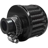 JOYCOURT Car Breather Filter, 0.47"/12mm Cold Air Intake Filter Cleaner | Crankcase Vent Valve Cover Breather Filter with Adjustable Clamp, Automotive Air Filter for Most Car Motorcycle, Black