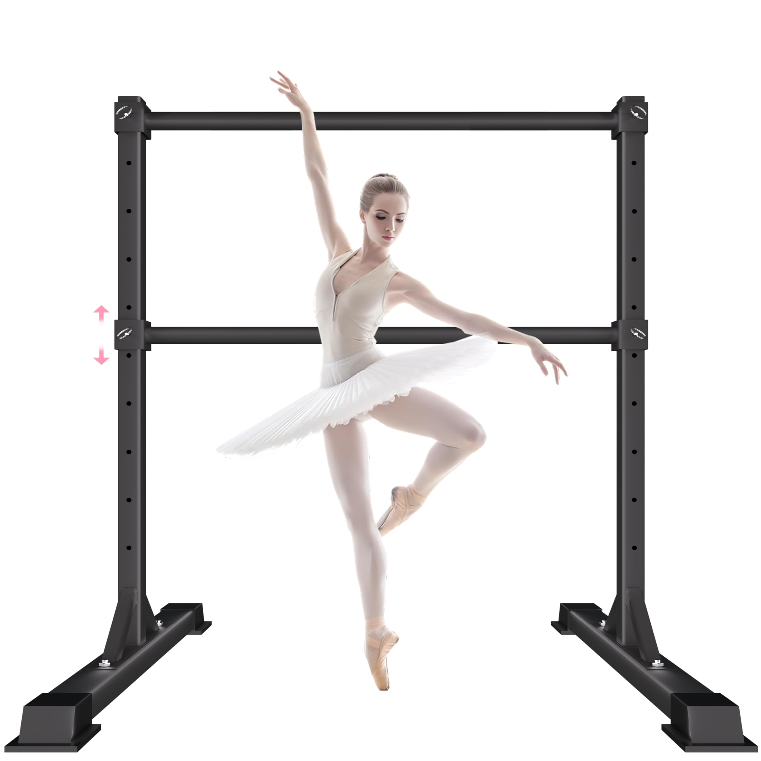 Photo 1 of Ballet Barre for Home, Height Adjustable Ballet Bar, Freestanding Portable Ballet Barre, 4 Non-slip Bases Stable Dance Bar, Heavy Duty Metal Durable Ballet Equipment for Kids and Adult Commons