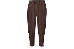 Womens Medieval Ankle Pants Viking Pirate Costume Lace Up Tapered Banded Renaissance Navigator Halloween Trousers Cosplay