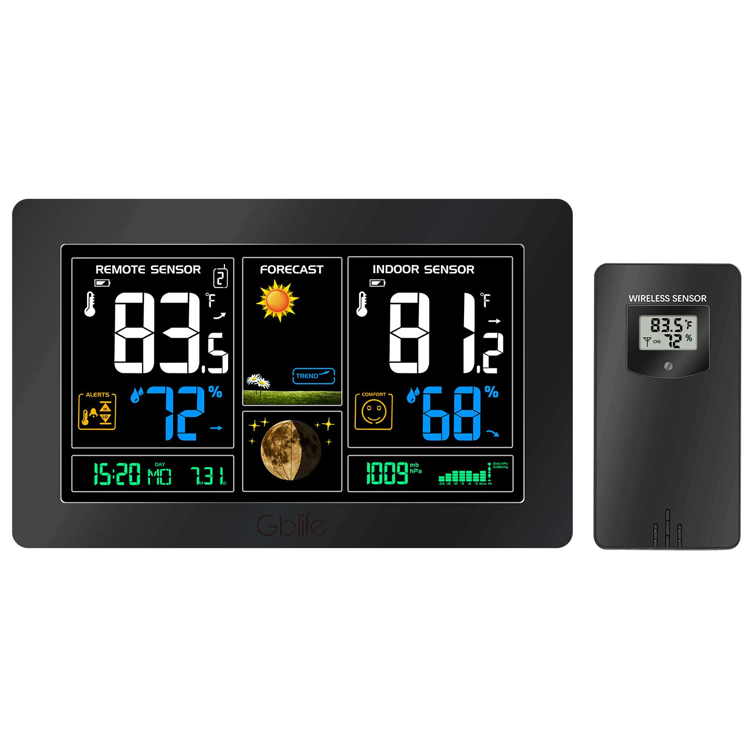 GBlife Wireless Weather Forecast Station, Indoor Outdoor Digital Color