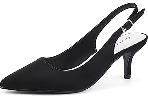 Greatonu Women's Slingback Kitten Heel Pointed Toe Dress Pumps Shoes