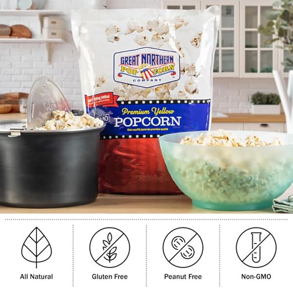 YELLOW POPCORN KERNELS BULK RESEALABLE 12LB BAG – NON-GMO PREMIUM GOURMET POPCORN KERNELS FOR POPPING IN MICROWAVE, STOVETOP, OR MACHINE BY GREAT NORTHERN POPCORN
