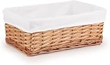 Woodluv Brown Wicker Storage Basket with Off White Lining Medium