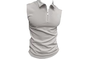 Maiyifu-GJ Men's 1/4 Zip Up Sleeveless Polo Shirts Summer Slim Plain Solid Color Vest Casual Regular Fit Workout Tank Tops