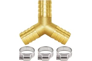 Joywayus 1/2" Hose Barb Y Shaped 3 Way Union Fitting Intersection/Split Brass Water/Fuel/Air