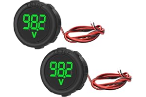 Linkstyle 2PCS DC 4V-100V Round Voltage Meter, Digital Waterproof LED Voltmeter with Threaded Mounting for RV Car Boat Truck