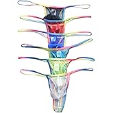 4UFIT Men's See Through Mesh Thong Underwear Low Rise Sexy G-String Panties Bulge Pouch T-Back Thongs