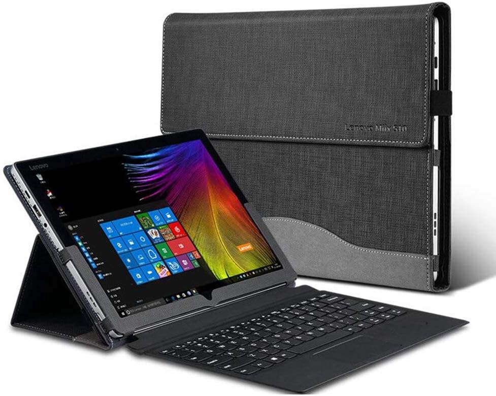 Honeymoon Lenovo Miix 520 /Miix 510/ Miix 5 Plus 12" Case, PU Leather Folio Stand Cover Compatible with Lenovo Miix 5 Plus 12.2 Inch 2-in-1 Tablet Cover, Black