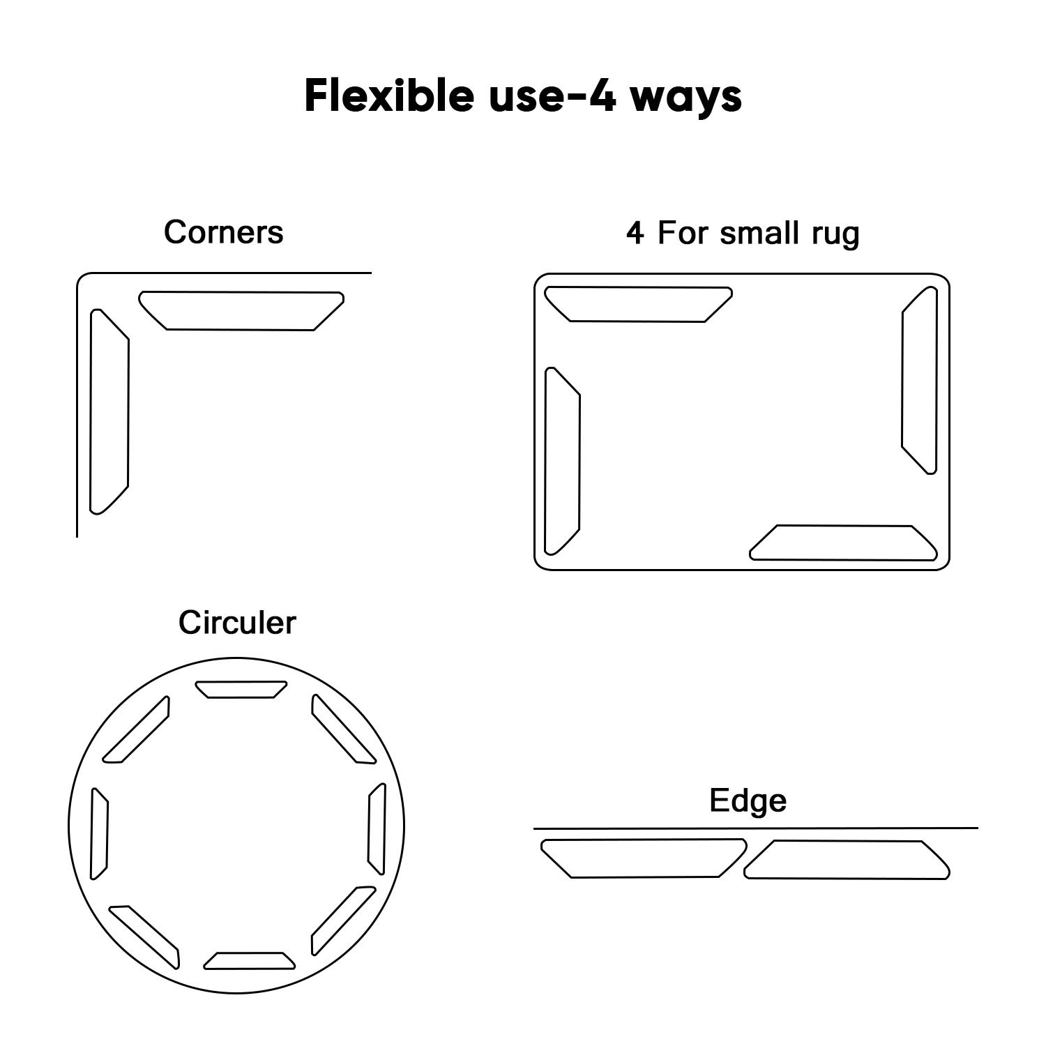 ACMEDE Rug Gripper Non Slip Anti Curling Rug Stoppers Keeps Rug Corner Flat Carpet Anchors for Indoor Reusable Carpet Gripper 8 PCS 7.08 x 1.18 x 0.07 inch