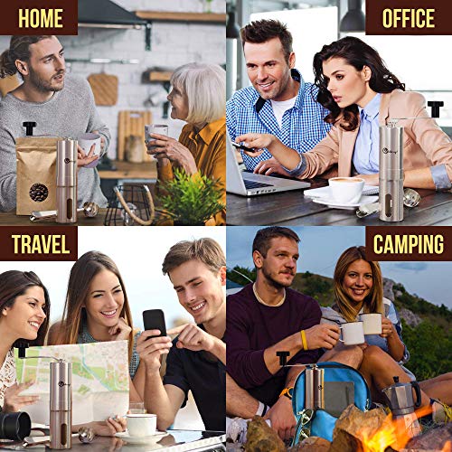 Wakeup! Hand-Kaffeebohnenmühle mit einstellbarer Grobheit für Zuhause, Reisen und Camping - Edelstahl konische… – Bild 7
