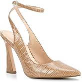 Reoplty Womens Closed Toe Ankle Strap Heels Pointed Toe Pumps Shoes Slingback High Heel Wedding Dress Shoes