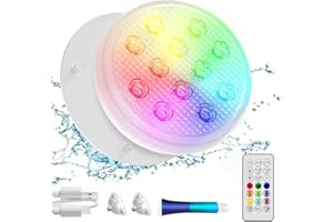 QOLNBY Pool Lights, Rechargeable Submersible LED Lights, IP68 Waterproof Underwater Lights,Type-C Floating Lights with RF Remote Control 200 ft, Magnets, Suction Cups for Bathtub,Pond,Party-1 Pack