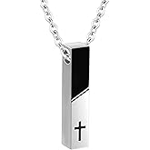 InfuMemo Cremation Jewelry Bar Urn Necklace for Ashes Cross Pattern Cube Ash Pendant with Mini Keepsake Urn Memorial Ashes Jewelry for Women Men - With Me Always