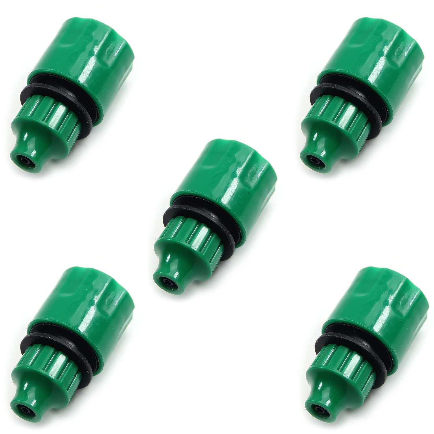 MroMax 5Pcs Hose Tap Connector, Connected to 4/7mm Hose, Quick Connector Hose Pipe Adapter, Faucet Nozzle for Garden Irrigation System Green