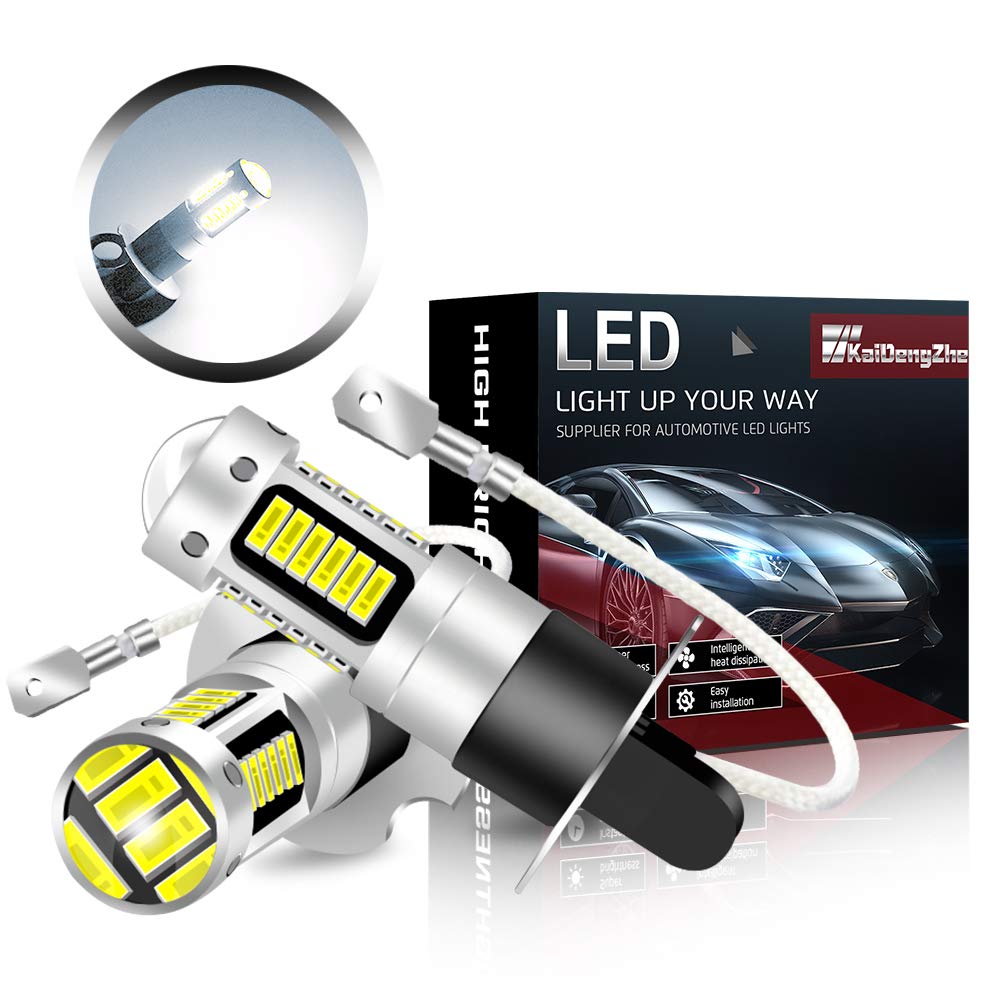 KaiDengZhe Super Bright White H3 LED Fog Light Bulbs H3 High Power 30-4014SMD Bulbs Auto Fog Lamp Replacement DC 12V 2PCS