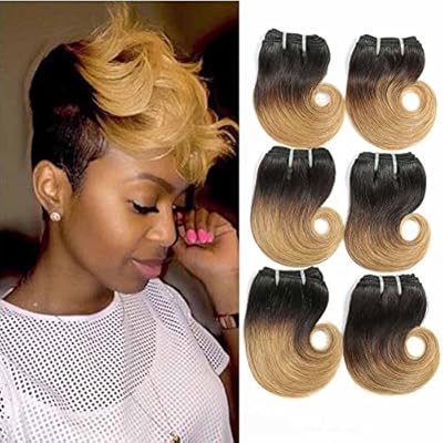 Showjarlly Ombre Blonde Brazilian Hair Weave 6 Bundles 25g Short