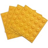 4pcs Blind Tile Brick Sidewalk Board Floor Tactile Paving Tile Pavement Square PVC Pavement Planks, Turn Alert for the Blind Road(Yellow Dot)