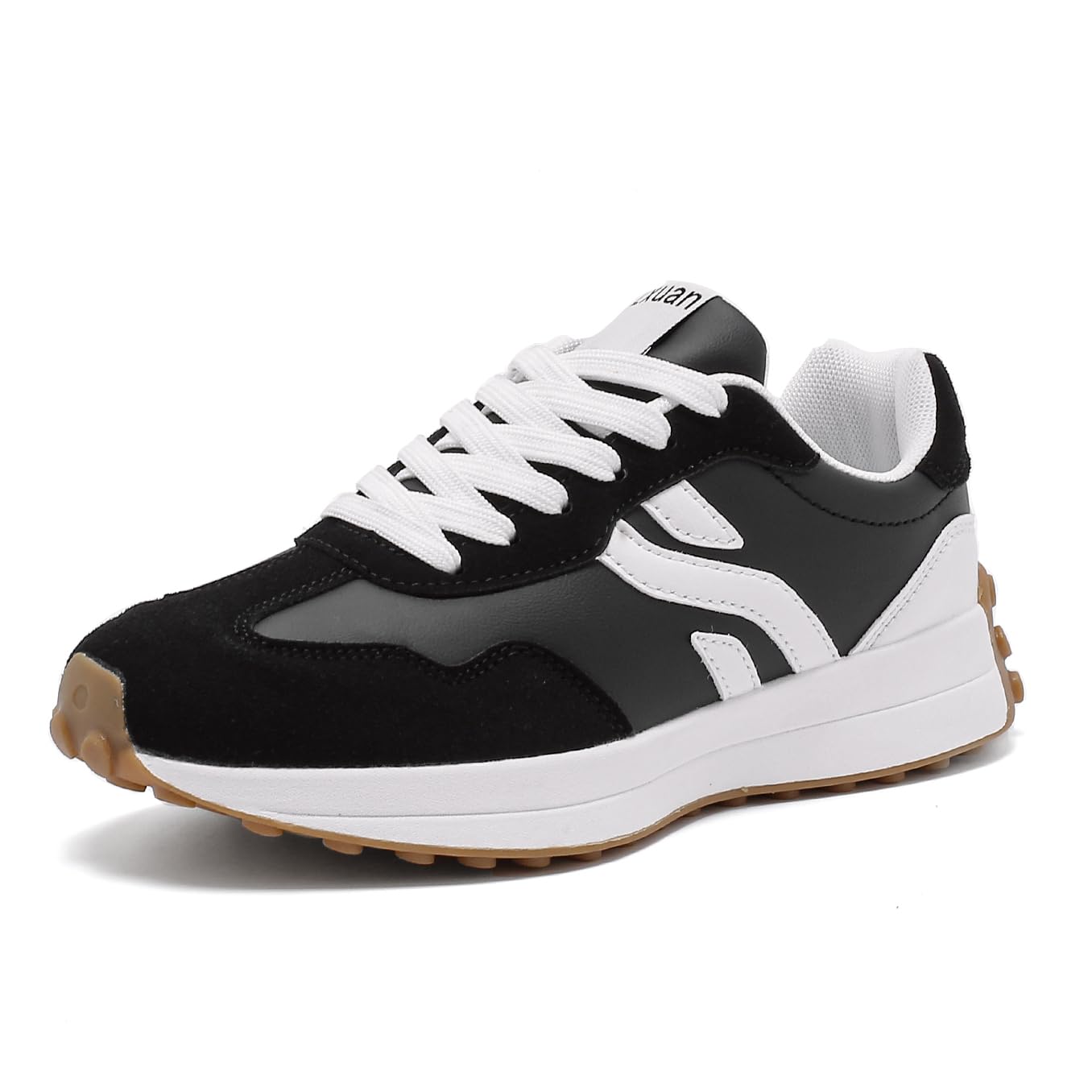Photo 1 of Women's Retro Chunky Sole Sneakers-Casual Lightweight Lace-Up Walking Shoes Anti-Slip & Brethable(Black,10)