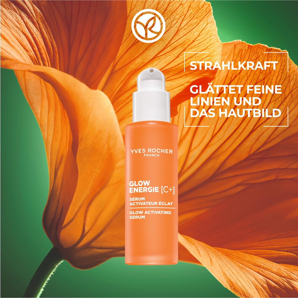 Yves Rocher Glow Énergie [C+] Glow Aktivierendes Serum – Strahlkraft-Boost - Für mehr Strahlkraft und geglättete Haut – Antioxidativer Schutz - Alle Hauttypen – Mit Vitamin C & Kapuzinerkresse – 30 ml 2