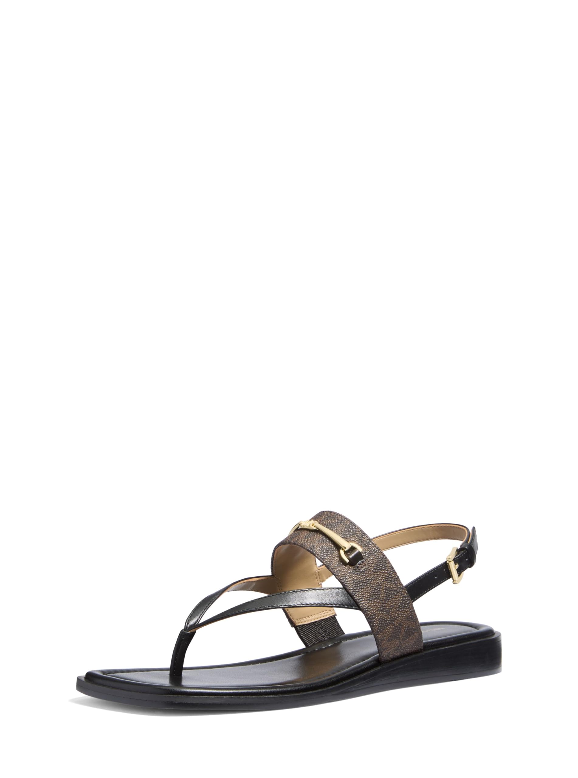 Michael Kors Women’s Lena Sandal, Black/Brown, 7