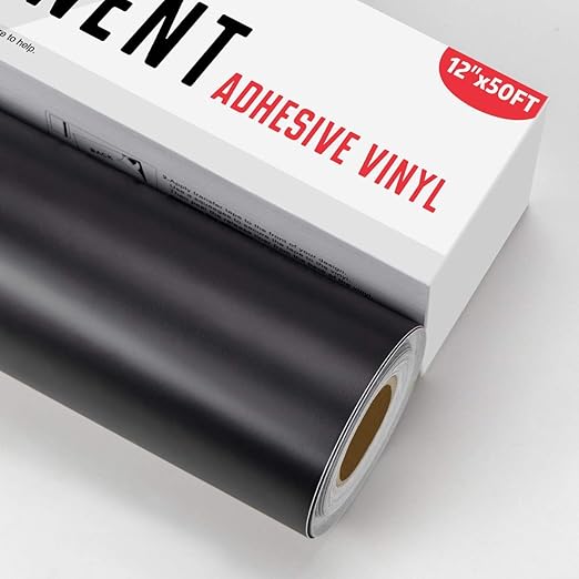 YRYM HT Black Permanent Adhesive Vinyl Roll 12" x 50 FT for Signs