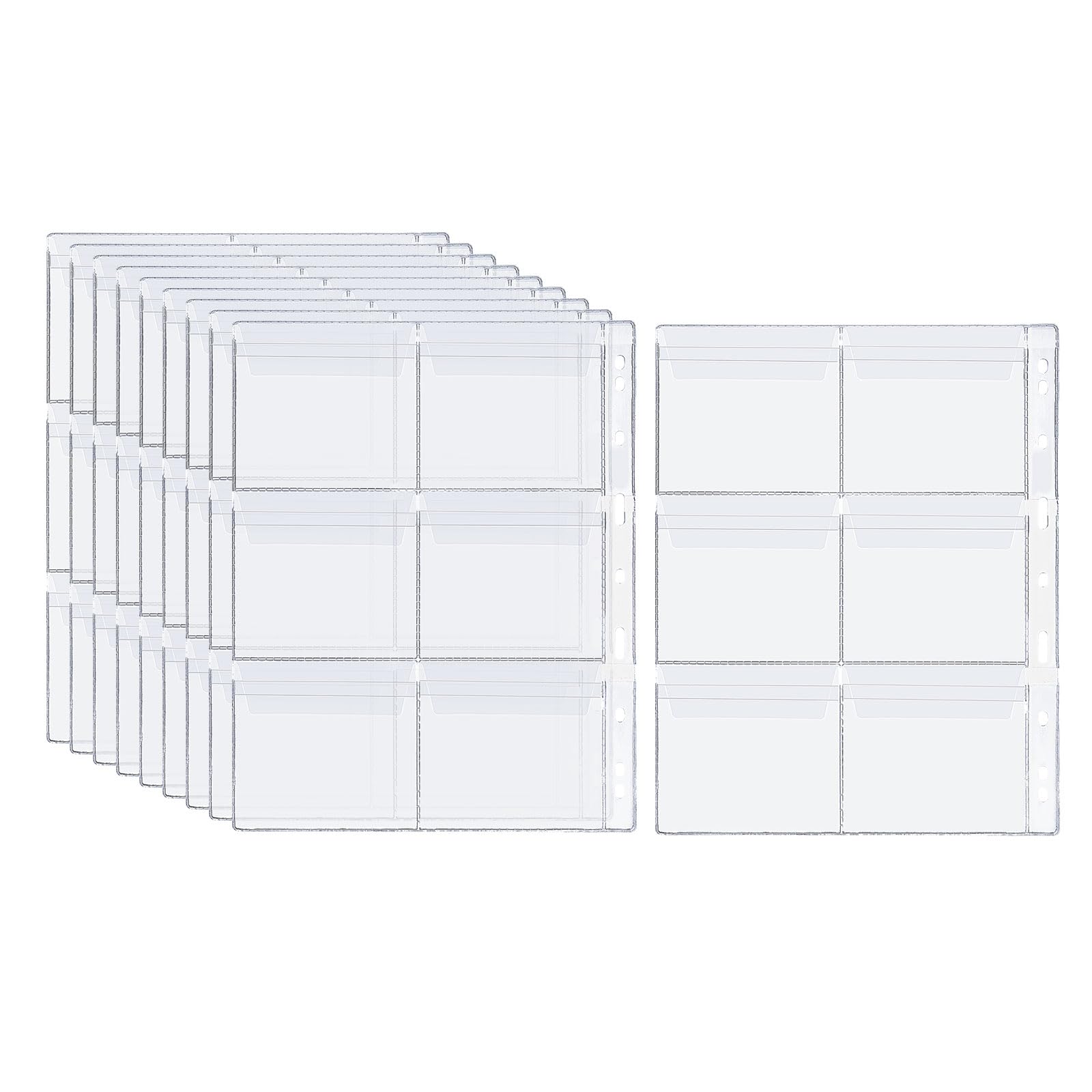 PATIKIL 6 Pockets Coin Collecting Pages, 10 Sheets Coin Binder Inserts Sleeves with 9 Hole Coins Holder for Coin Book Album, Clear
