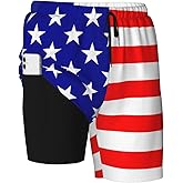 NiuKom Mens Swimsuit Trunks with Compression Liner Quick Dry Board Beach Shorts Swimwear Bathing Suits