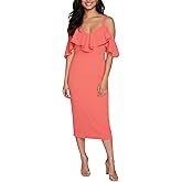 Rachel Rachel Roy Womens Marcella Elegant Off-Shoulder Bodycon Midi Cocktail Party Dress
