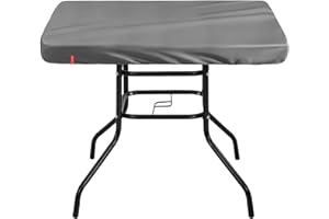 SoloToo Outdoor Square Table Cover Waterproof UV-Resistant for 24 x 24 Inch Patio Tables - Heavy Duty Weatherproof Table Top Protector with Elastic Hem (Grey)