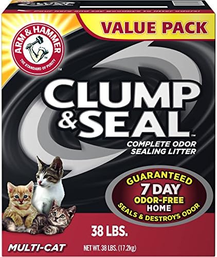 Arm and Hammer Clump and Seal Multi-Cat Ultra-low Dust Destroys Odors Litter, 38 lbs