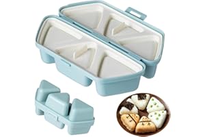Blue 6 in 1 Triangle Sushi Mold for Making and Storing Sushi Non-Stick Rice Ball Mold for Seaweed Cilantro Rice Balls