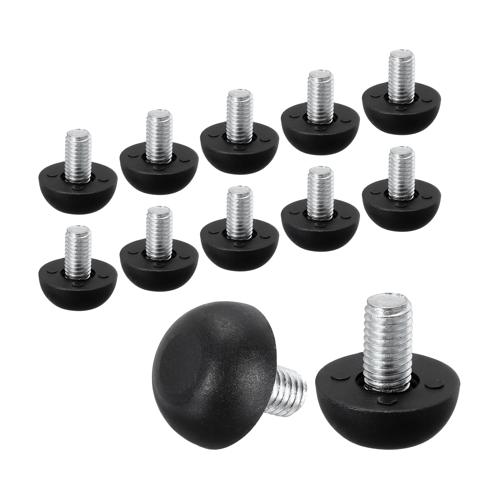 PATIKIL M8 Furniture Leg Leveling Feet, 24 Pcs 8mm x 1.25 Adjustable Threaded Screw-in Feet Levelers Replacement Feet Glides for Table Chair Cabinet, Black