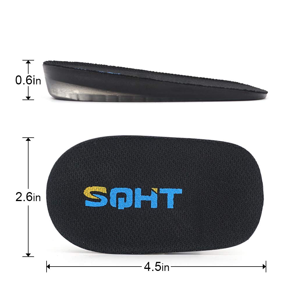 SQHT\'s Height Increase Insoles - Heel Shoe Lift Inserts for Achilles Tendonitis and Leg Length Discrepancy, Heel Cushion for Men & Women (0.6\'\' Height)