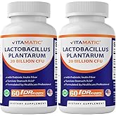 Vitamatic Lactobacillus Plantarum - 20 Billion per DR Capsule - 60 Count - Digestive Support - Made with Prebiotic Inulin Fiber-2 Pack