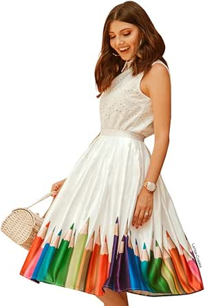 Download Chicwish Women S Colorful Pencil Printed High Waist A Line Midi Pleated Skirt At Amazon Women S Clothing Store