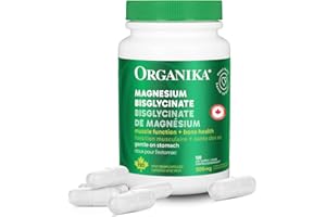 Organika Canadian-Made Magnesium Bisglycinate - 200mg, High Absorption, Muscle Recovery, Heart Support, 120vcaps
