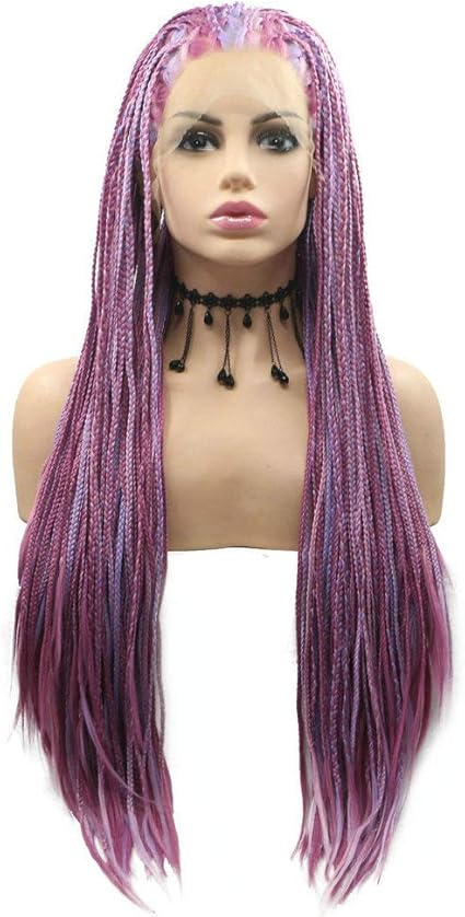 Xingyu Lavendel Lila Lila Highlight Color Box Geflochtene Perucken Afro America Damen Synthetische Spitze Front Perucken Fur Frauen Drag Queen Cosplay Perucken Amazon De Sport Freizeit